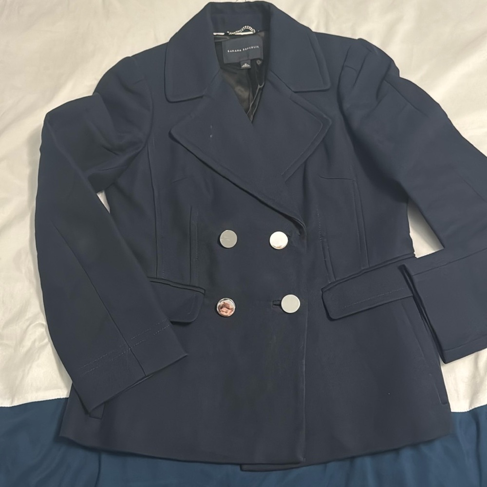 Banana Republic Tailored Navy Peacoat Sz M